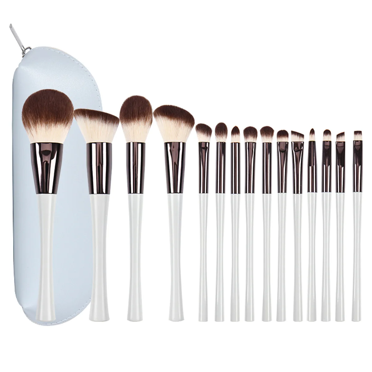 แปรงแต่งหน้า 15 ชิ้น, แปรงรองพื้นสังเคราะห์คุณภาพสูง, ชุดแปรงแต่งหน้าขั้นสูง, อุปกรณ์แต่งหน้ามืออาชีพ