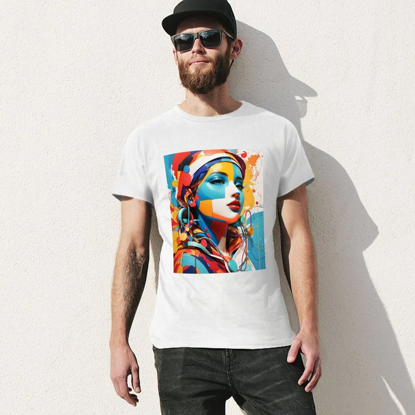 Facial colors T-shirt summer top kawaii clothes summer tops t shirts for men cotton