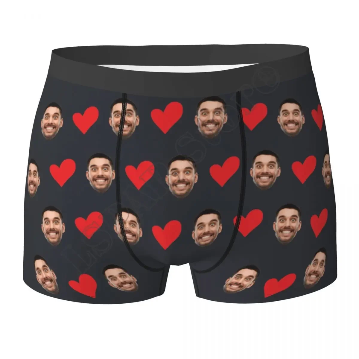 Ropa interior con foto de cara personalizada, calzoncillos bóxer de corazón personalizados, regalo para marido, regalo de aniversario para papá