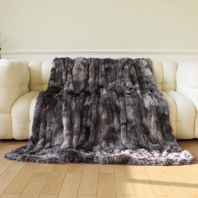 All-season Dormitory Small Blanket Nordic Style Polyester Crystal Velvet Sofa Blanket Simplicity Household Tie-dyed Nap Blanket
