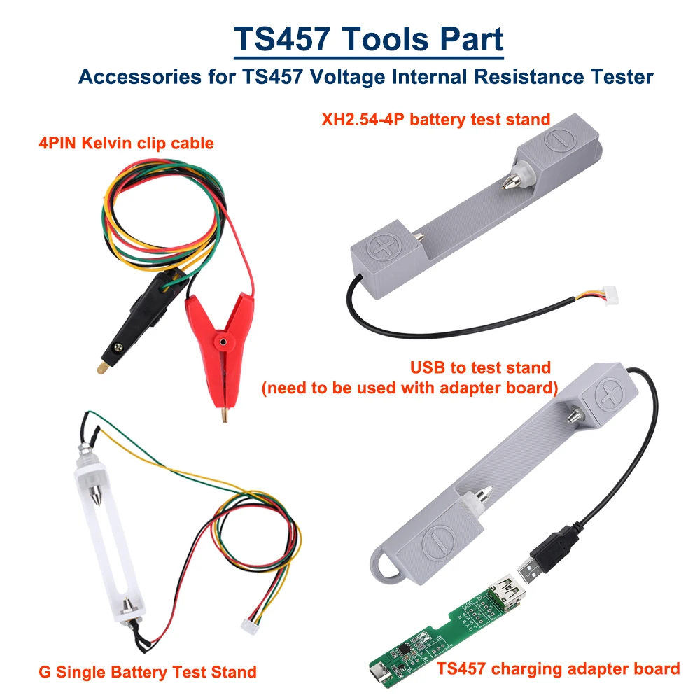 Aksesuarları Pil Tabanı Kelvin Klip Kablosu TS457 TS457 Gerilim Dahili Direnç Test Cihazı Araçları Parçası için şarj adaptör panosu