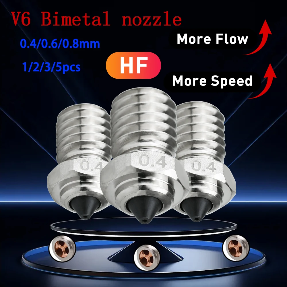 

CHT V6 Nozzle Bimetal Three Hole High Flow Extrusora Print Head 3D Printing Parts for ANYCUBIC I3 Mega X Pro/ I3 Mega S/Chiron