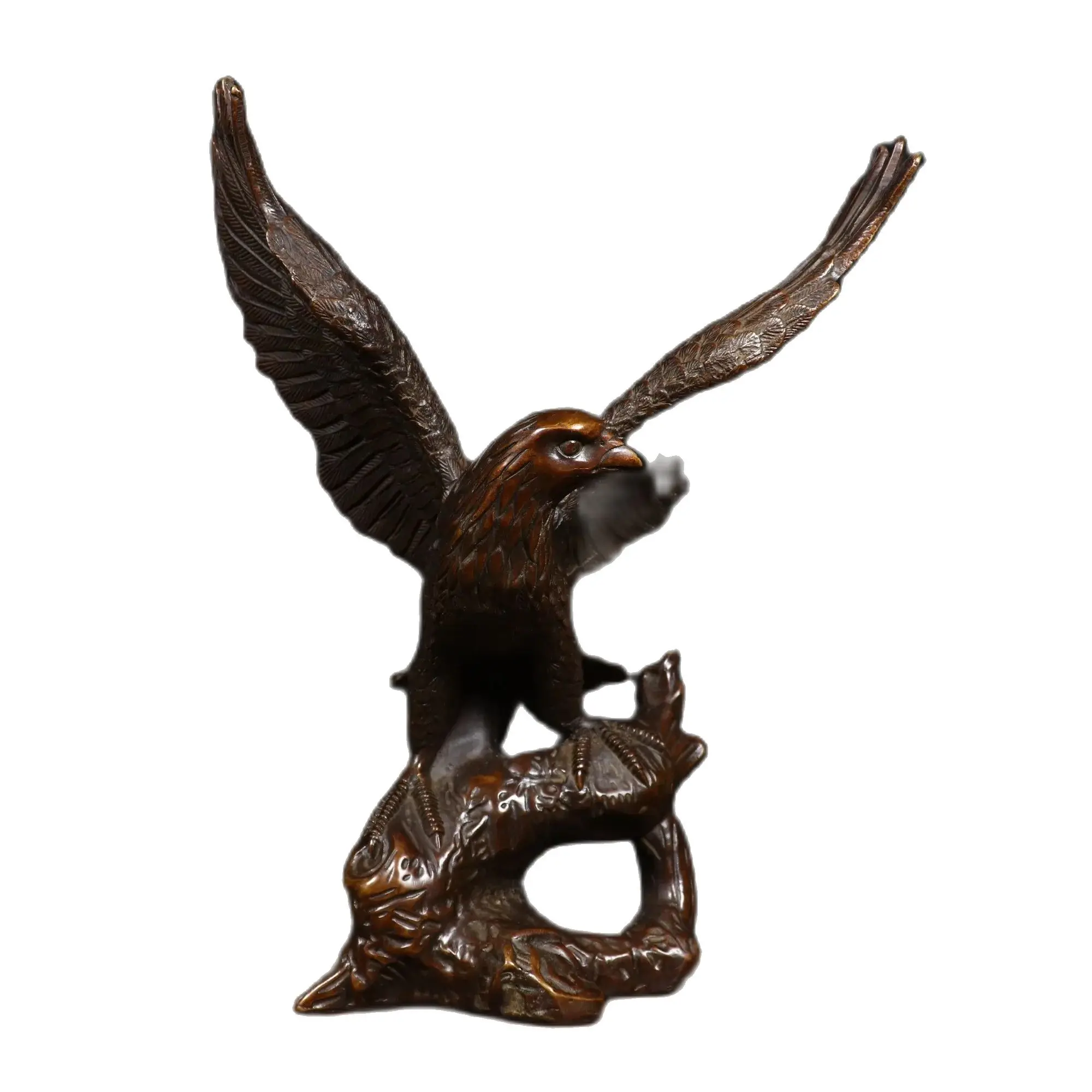 Animal bronze statue Brass antique grand display eagle ornament Specification: Length 18cm, Width 14cm, Height 33.8cm, 3kg