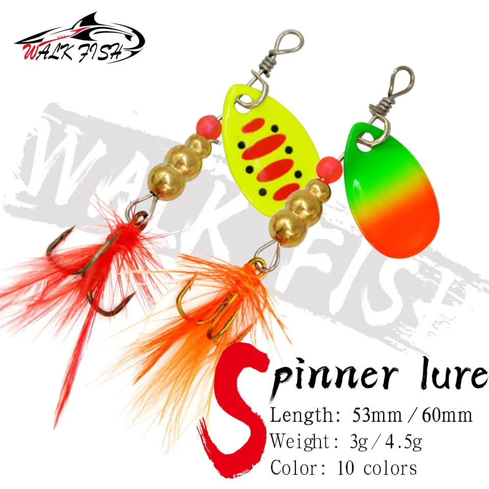 WALK FISH Fishing Lure Hand Shake Rotation cekiny 3g 4.5g Spin Bait Metal sztuczne przynęty Mandarin Bass Spinner związek przynęty