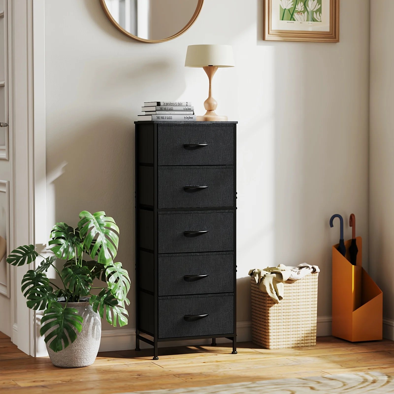 

LODEIJA 5-Drawer Heavy-Duty Storage Cabinet with Sturdy Steel Frame & Wood Top Rack - Freestanding Unit, 27"+ Height, 3.2+ Cu Ft Capacity, Multi-Drawer Organizer for Home, Office, Bedroom, Basement - Easy Assembly (Available in 4 Colors)