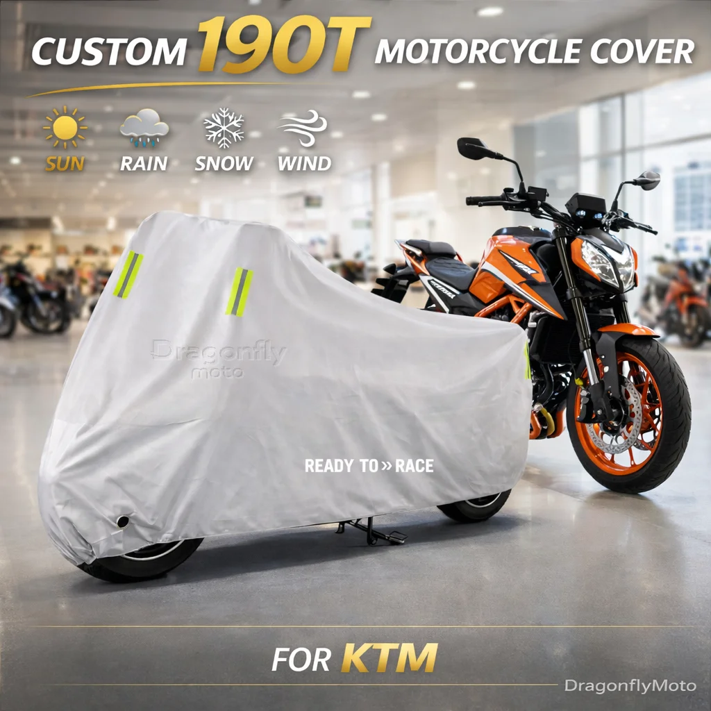 

Чехол для мотоцикла KTM Duke 390 790 890 690 990 125 200 250, серебристый, водонепроницаемый, защита от УФ-излучения, дождя, пыли, солнца, для улицы и дома