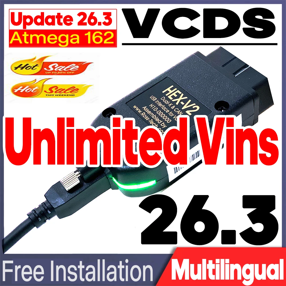 Interface VAG COM V26.3 Mais Recente 2026 para VAGCOM VAG HEX V2 VW-Audi: Ferramenta Profissional de Diagnóstico e Atualização de Hardware AUTO COM VCDS