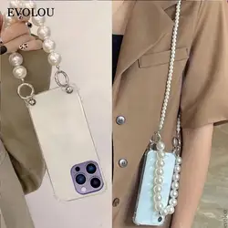 for iphone 14 Pearl Chain Case Crossbody Lanyard Necklace Case for iphone 14 13 12 11 Xs Max XR SE 14 Plus Shockproof Soft Cover