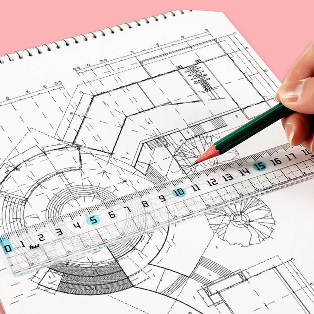 Transparent Ruler 15/18/20cm Portable Simple Preventing Myopia Straight Rulers With Wavy Line Math Drawing Measurement Tool