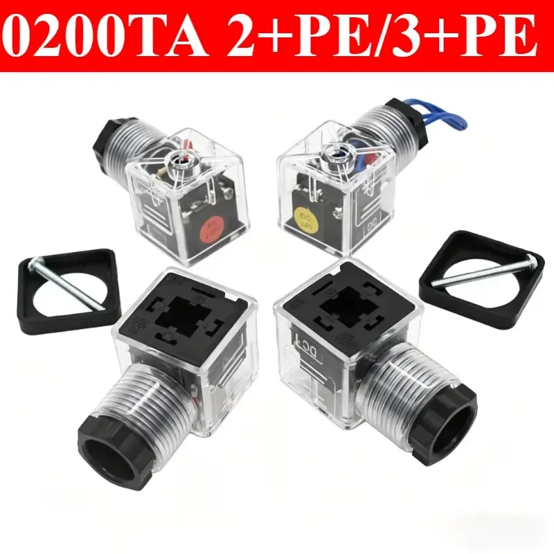 24V Hydraulic Solenoid Valve Junction Box Lamp Holder 0200TA Solenoid Valve Plug Transparent White 220V with Indicator Light