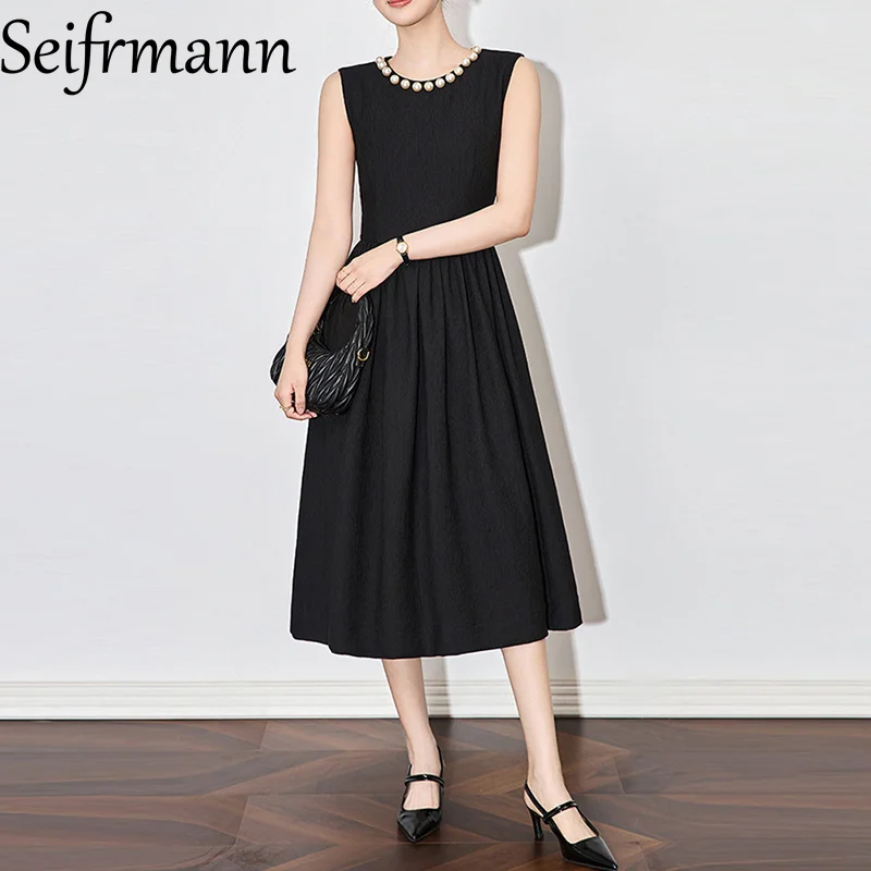 Seifrmann – robe mi-longue sans manches pour femmes, couleur unie, Slim, longue, élégante, vêtements de soirée en boîte de nuit, nouvelle collection printemps été 2025