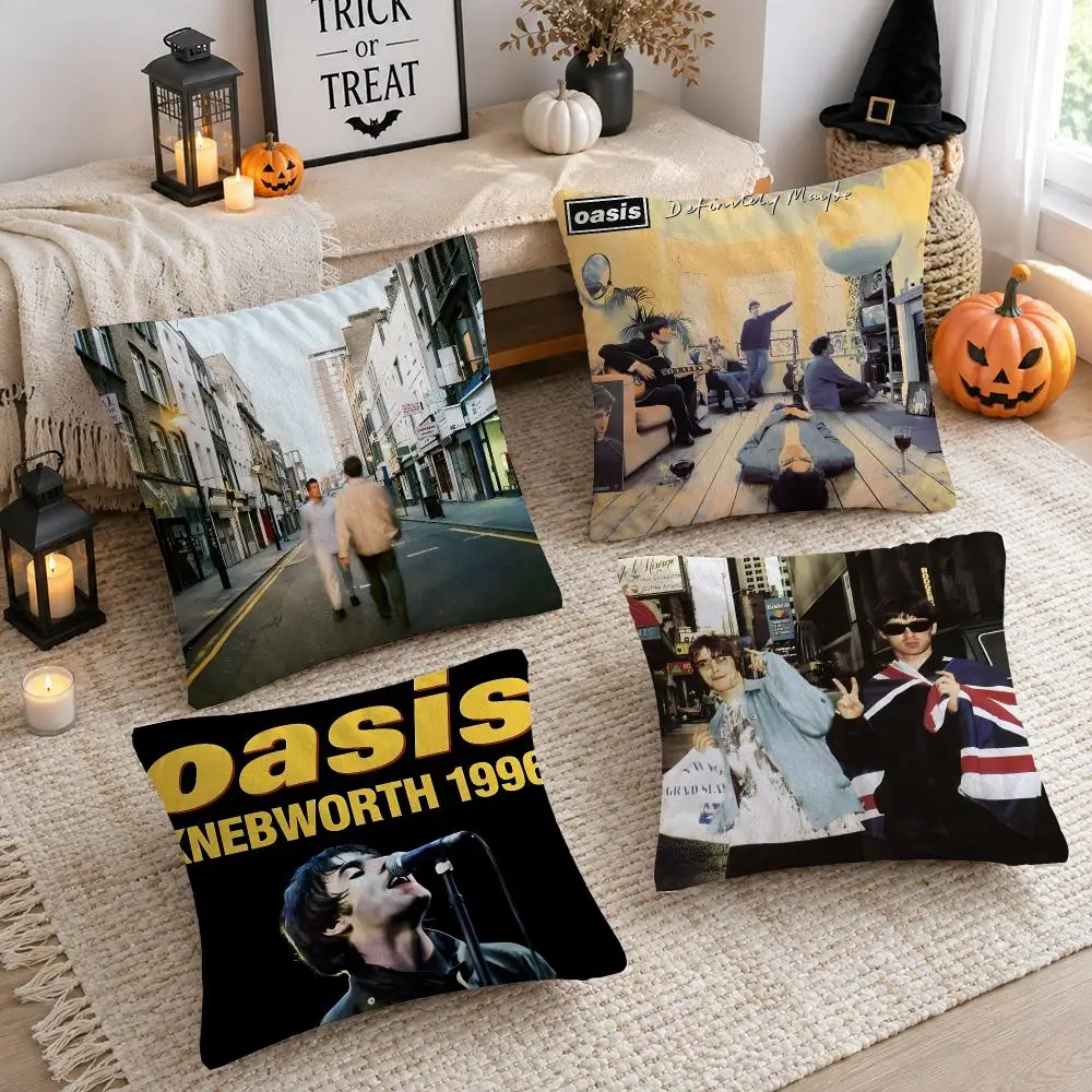 Rock Band O-Oasis Cushion Cover Plush Decorative Pillow Case With Hidden Zipper Cutecore Room Decor For Home
