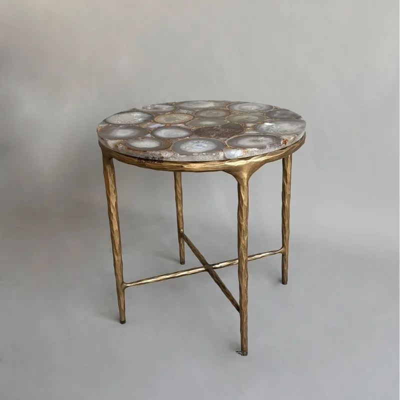 American retro forged wrought iron light luxury coffee table villa hotel designer living room antique side table
