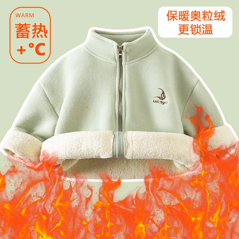 الأطفال أفخم المخملية الستر الفتيان الفتيات الوجهين الصوف معاطف الشتاء الاطفال رشاقته الملابس المراهقين الخريف ملابس خارجية غير رسمية