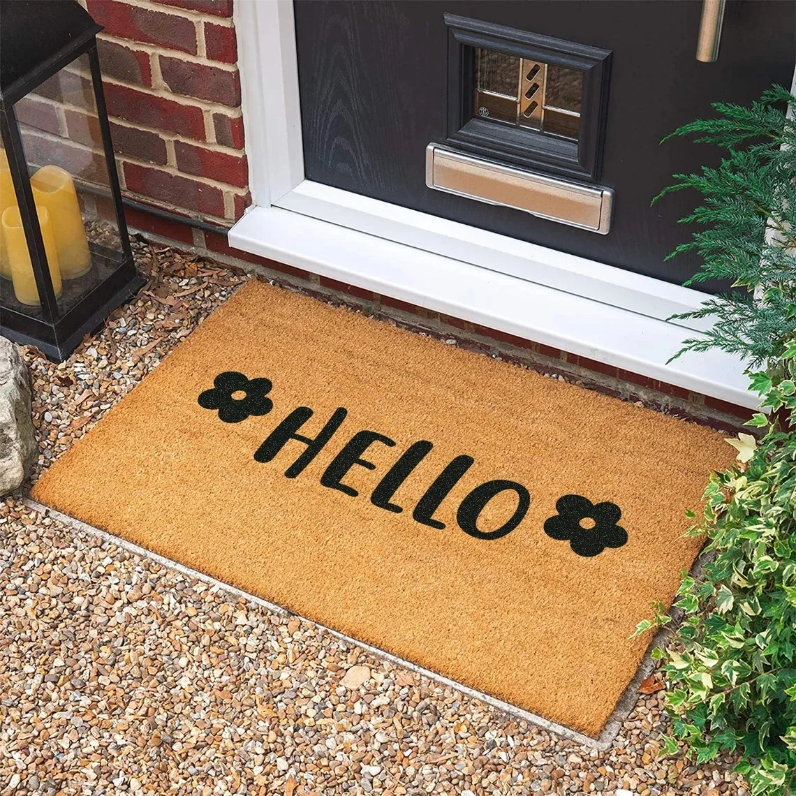 VIKAMA Brown Minimalist Hello Claw Flower Carpet Absorbent Anti Slip Soft Floor Mat Entrance Indoor Home Decoration
