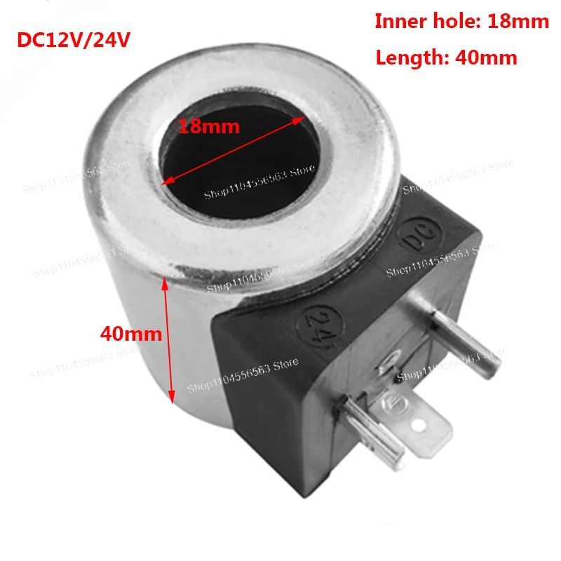 Hydraulic Solenoid Valve Coil Inner Hole 18mm Long 40mm DC12V/24V