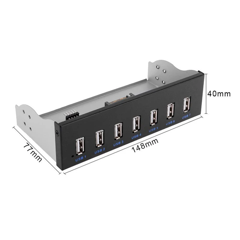 9 pinos para 7 portas USB2.0 Hub 5,25 polegadas CD-Rom Drive Bay CD Rom painel frontal para caixa de PC