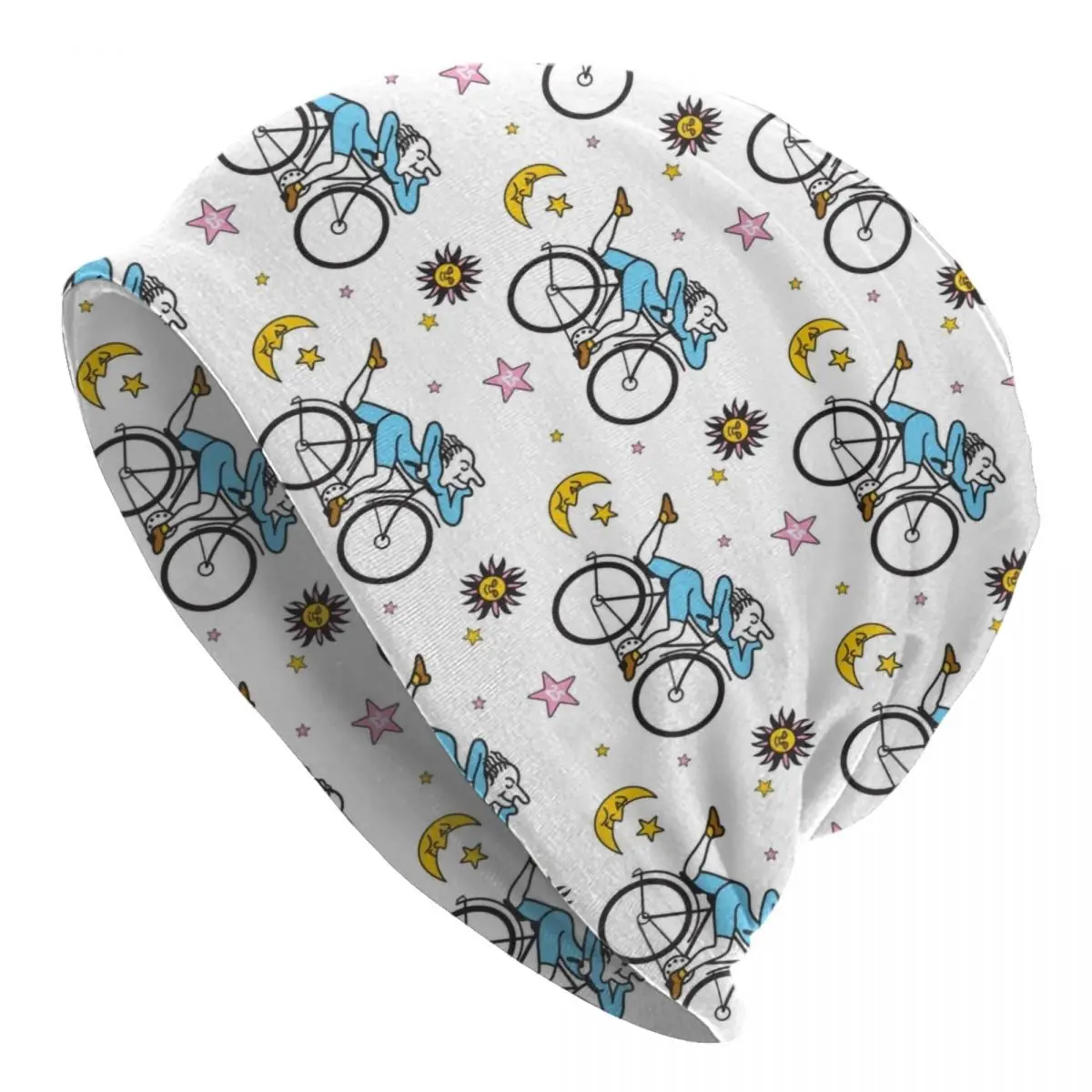 Albert Hofmann Bicycles Day LSD 1943 Pattern Skullies Beanies Caps  Knitting Hat Acid Blotter Party Bonnet Hats Outdoor Ski Cap