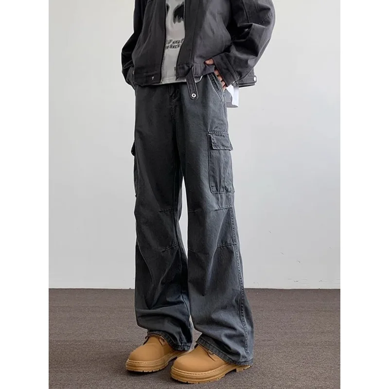 Overalls Men's New Spring Style Loose Wide-leg Multi-pocket Denim Long Pants
