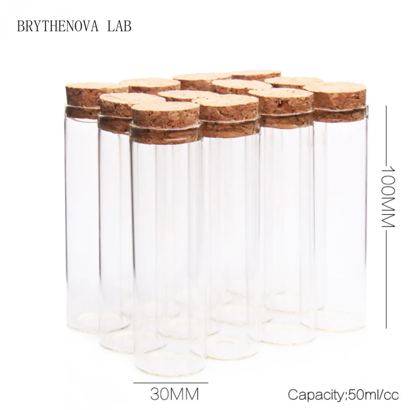 5 pieces of 50ml 30 * 100mm test tube glass Bottles with Caps Cork Glass Vessels Art and Craft Spice Jars