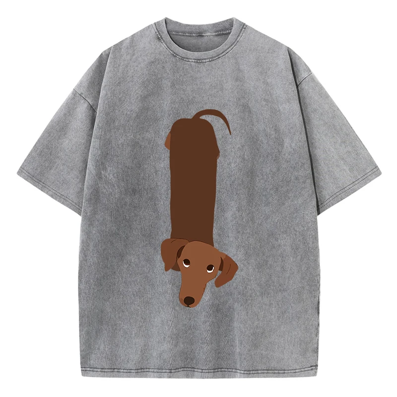 

Funny Cartoons Dogs Printing Washed T Shirts Womens Cotton T-Shirt Distressed Oversize O-Neck Tops Summer Casual Womans Clothes