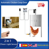 Automatic Chicken Coop Door Opener Kits 2 In 1 Function With Timer,Light Sensor Rainproof Outdoor For Home Farms Gallinero