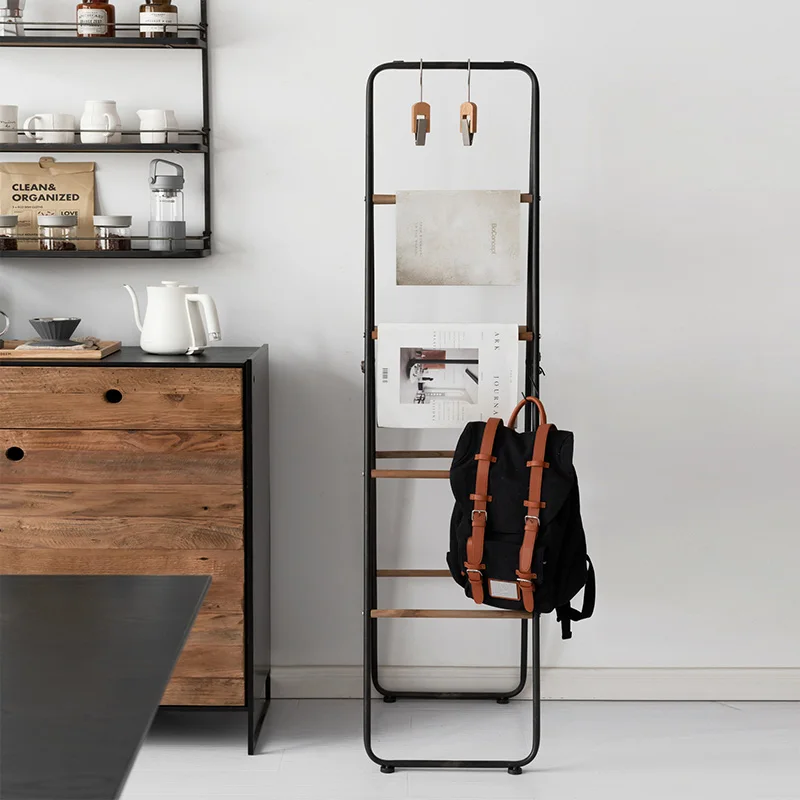 

Home Furniture Tall Free Stand, Metal Frame, Wood, Wooden, 4 Tier Ladder, Storage Shelf for Kitchen, Living Room, Bedroom