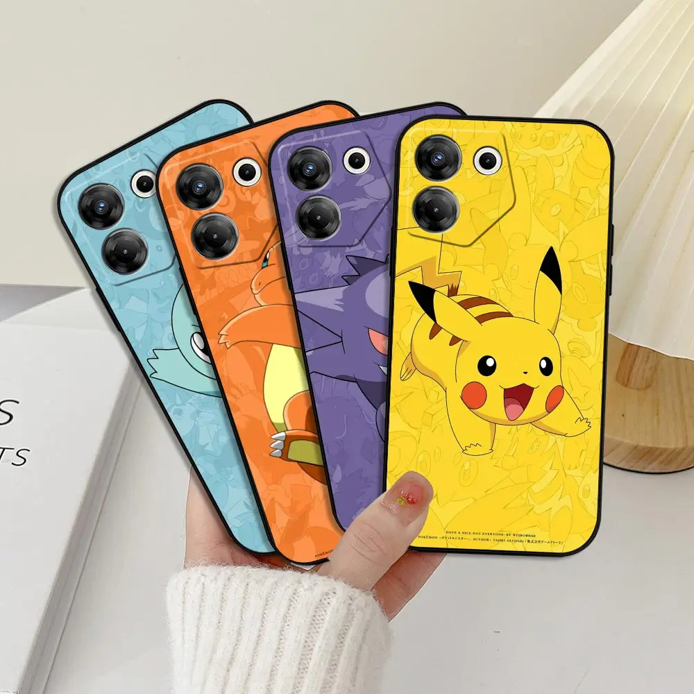 Anime Pokemon Pocket Monster Phone Case For Infinix Tecno Cpark 30C 7 6 5 POp Poca 6 5 Smart 9 8 7 6 5 Pro Black Silicone Cover