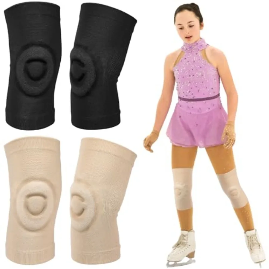 

2 Pair Figure Ice Skating Knee Pads Gel Dance Knee Pads Cushion and Support Breathable Material for Dancing Skating Women Girl