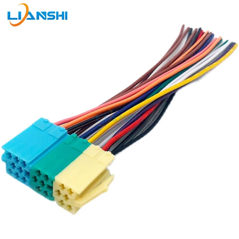 Volkswagen three-color plug navigation CD modification cable, rear reversing video and audio, AUX/USB signal tail cable, 20p pin