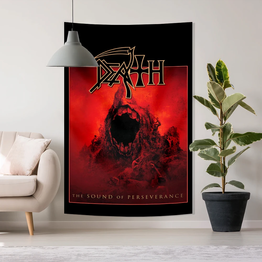 90x150cm Deaths Metal Trend Band Tapestry Wall Art Game Poster Living Flag Room Bedroom Cloth Birthday Gift