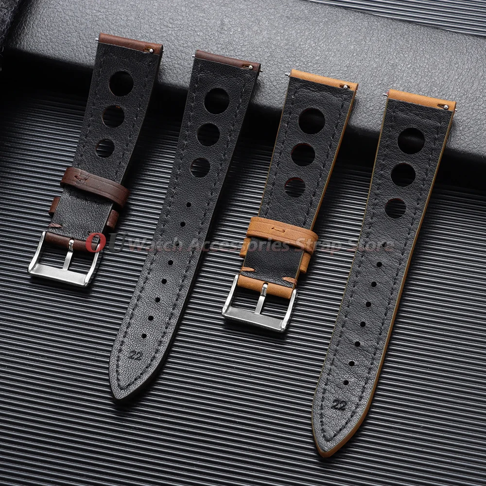 Genuine Leather Watch Strap 18mm 20mm 22mm 24mm Universal Men Women Vintage Cowhide Watchband Porous Breathable Sport Braceletds