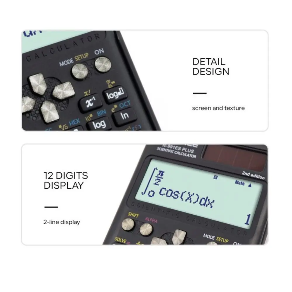 Portable 991ES Plus-2nd Edition Scientific Calculator Student Stationery 417 Function Function Calculato with Protective Case