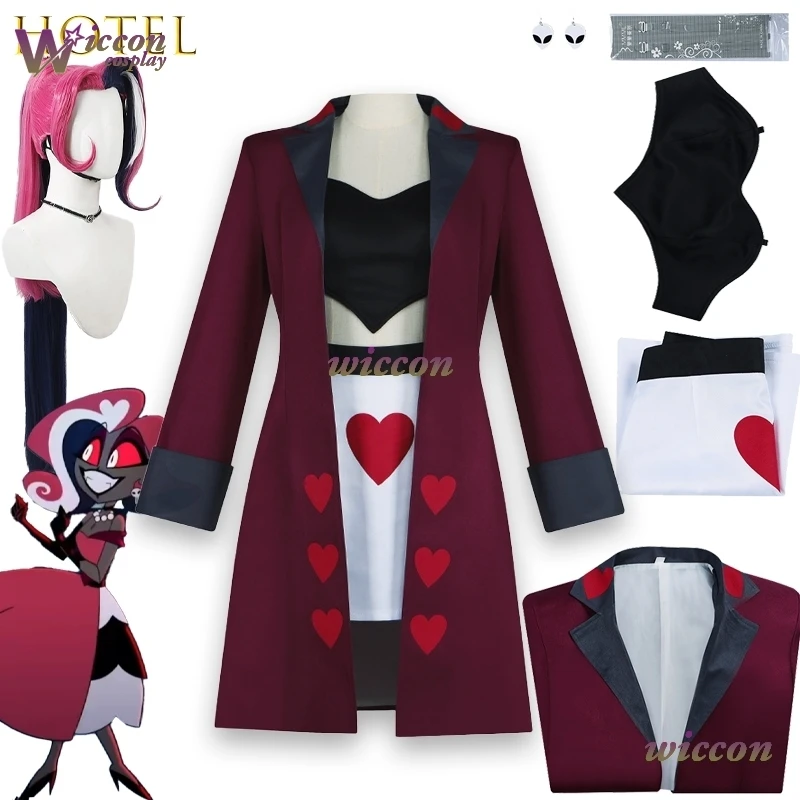 Wona Velvette Hotel Cosplay Costume Coat Vest Skirt Earrings Set Disguise Clothing Women Halloween Carnival Party Suit Cos