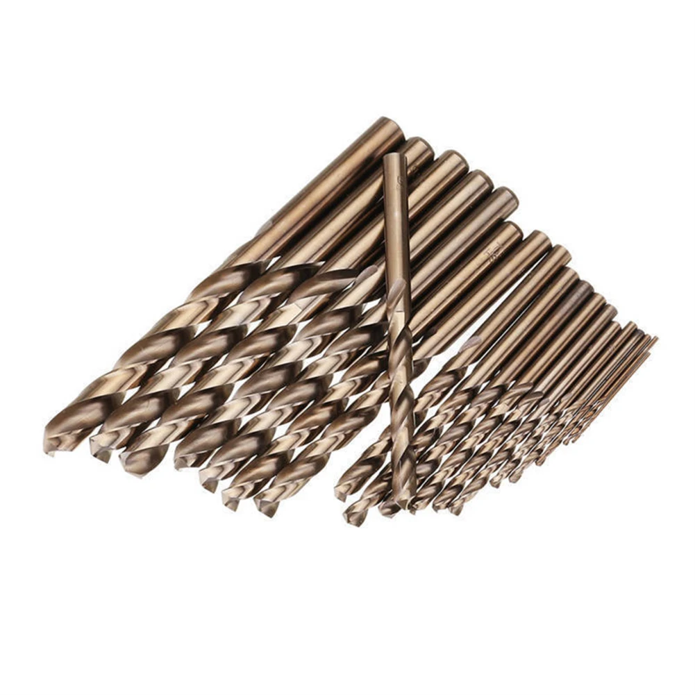 Twist Drill Bit Set 19 Pcs Drill Bit Set 135 Degree Segmentation Point Tip M35 Cobalt High Speed Steel HSS Co Drill Bit