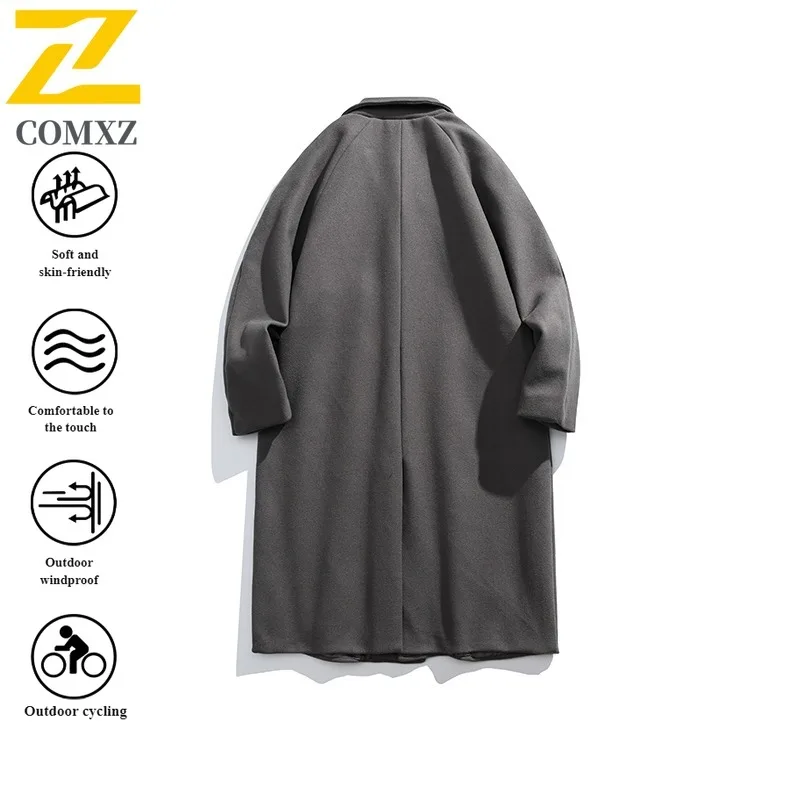 

COMXZ 2025 Men Wool Windbreaker Autumn Winter Waterproof And Windproof Fashion Outerwear Trendy Warm Tactics Street Style Coat