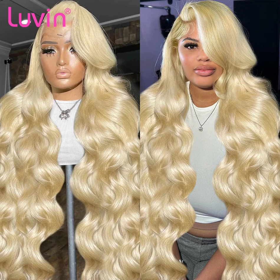 Luvin 38 inch Honey Blonde Body Wave 13x6 Lace Frontal Human Hair Wig 250% Remey Color Water Wave 13x4 Lace Front Wig For Women