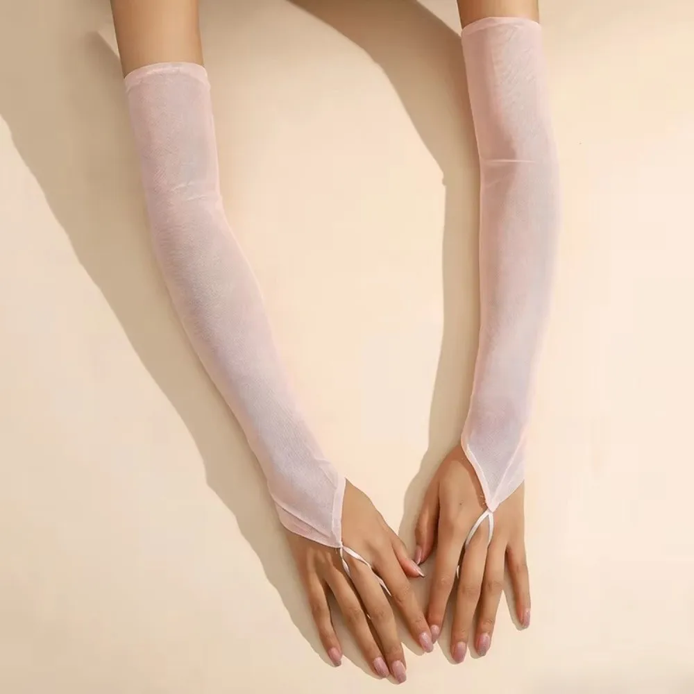 Fashion Transparent Mesh Gloves Elastic Thin Long Gloves Long Hook Finger Sun Protection Bridal Gown Accessories Cosplay