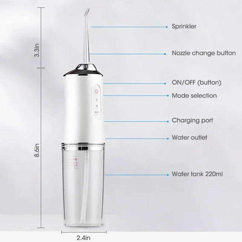 2025 Irrigatore orale Dentale Acqua Flosser Per La Pulizia Dei Denti USB Acqua Filo Interdentale Jet Dente Pick 4 Punte Bocca lavatrice