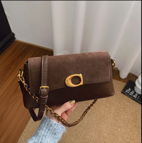 Bolsa vintage com design de nicho |   Bloqueio de cor fosca, 2025 A/W Nova bolsa crossbody elegante e nas axilas para mulheres