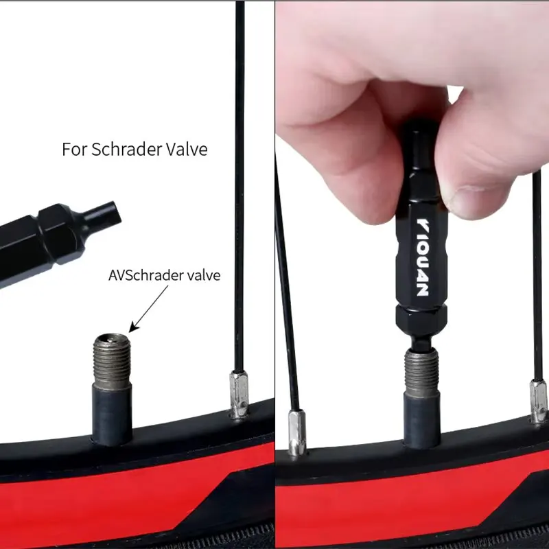 3 in 1 Multifunctional Bike Valve Core Remover Tool Ultralight MTB Wrench Spanner For Schrader and Presta Valve Extender Tool image 3