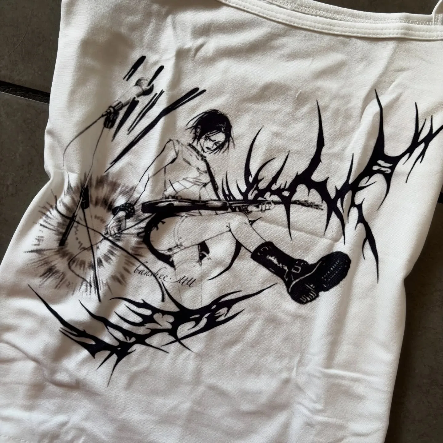 Korean women's tank top, camisole top, gothic style, daily fashion, versatile printed top, spring and summer new styles