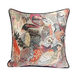 Modern Home Square Woven Birds Toco Toucan Pillow Case Window Decorative Gift Parrot Sofa Cushion Cover 45x45cm, 1 Pc Set