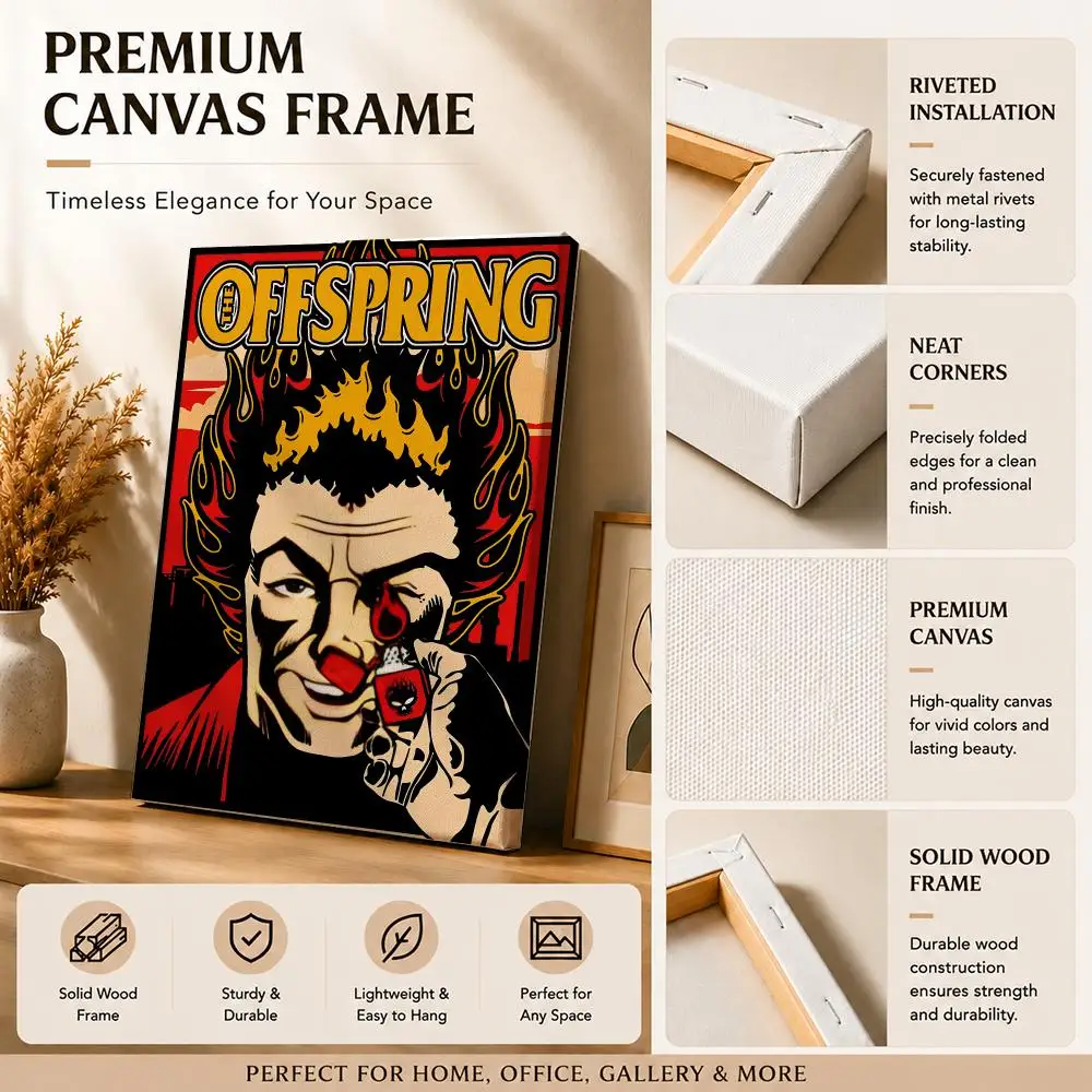 Alternative Rock Band O-The Offspring Framed Wall Painting Canvas Art Poster with Solid Wood Frame for Living Room Home Decor