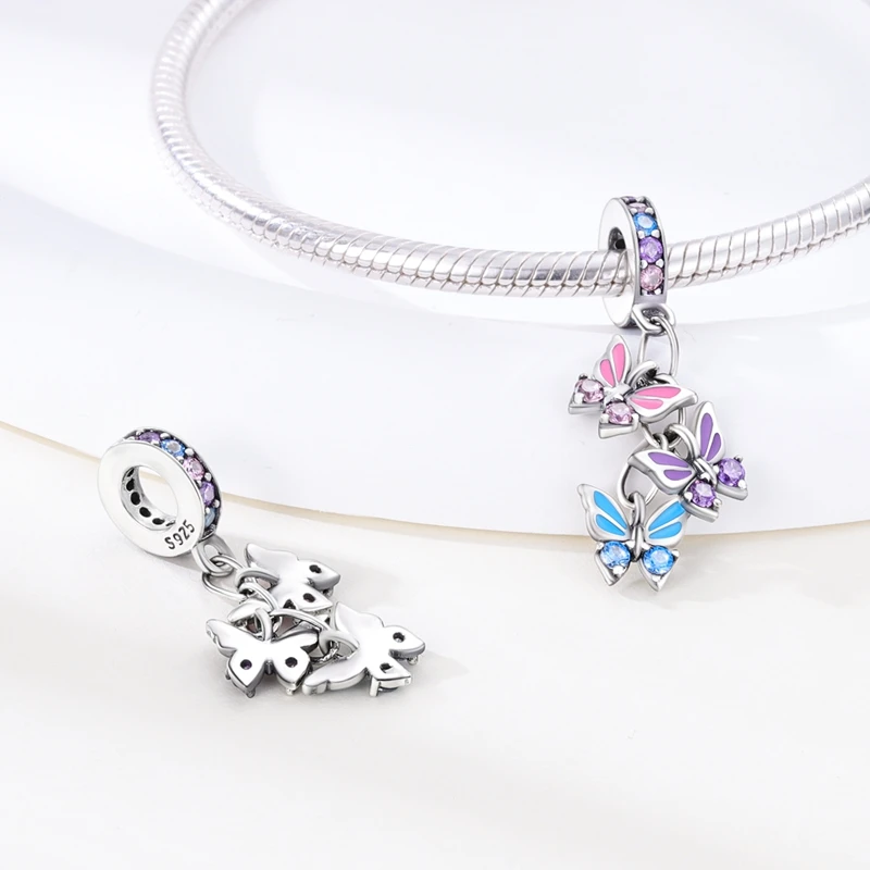 925 Sterling Silber Rosa Serie Charms Fliege Mädchen Kuchen Prinzessin Perlen Anhänger Fit Original Armband DIY Schmuck Geschenk Für Frau – Detail 14