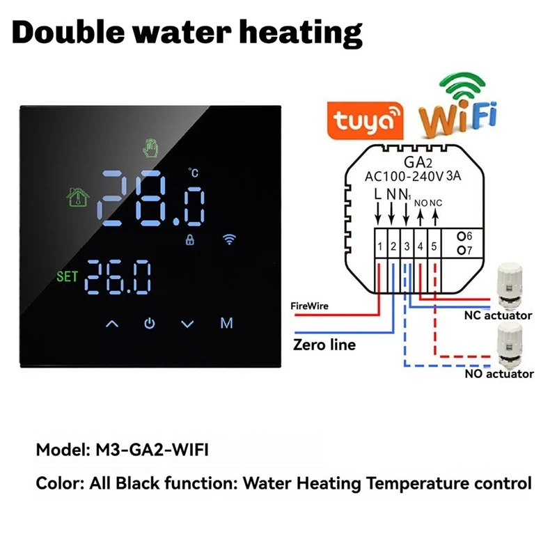 Tuya Smart Wifi Vloerwater Verwarming Wandboiler Verwarming Thermostaat Programmeerbare Spraakbesturing Achtergrondverlichting Verstelbaar