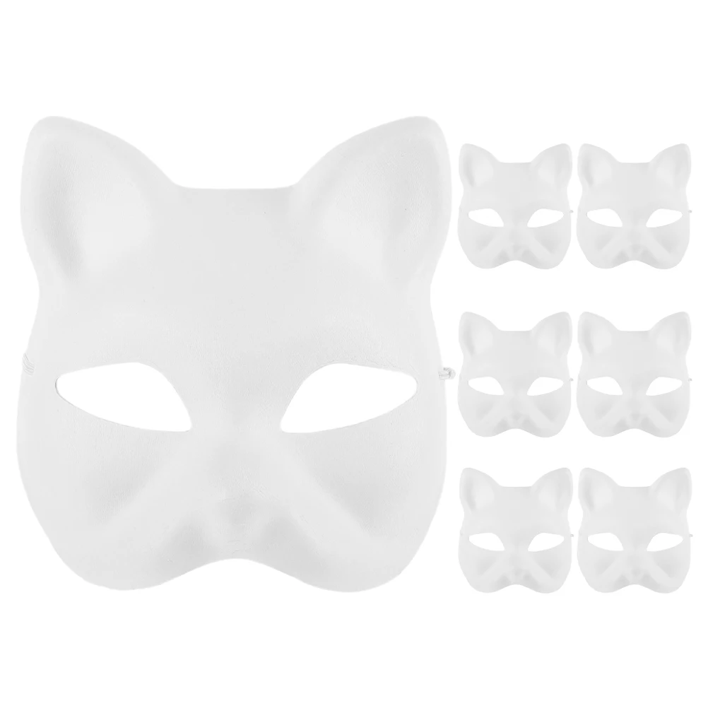 7 шт. пустые маски для кошек, неокрашенные бумажные маски, сделай сам, окрашенные маски животных, маскарадный костюм на Хэллоуин, аксессуары для косплея