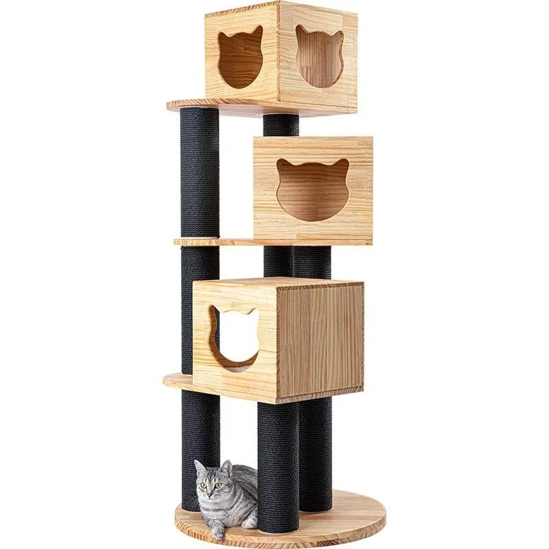 

Рамка для лазания кошек из цельного дерева, встроенное дерево, импортные принадлежности для кошек из сосны