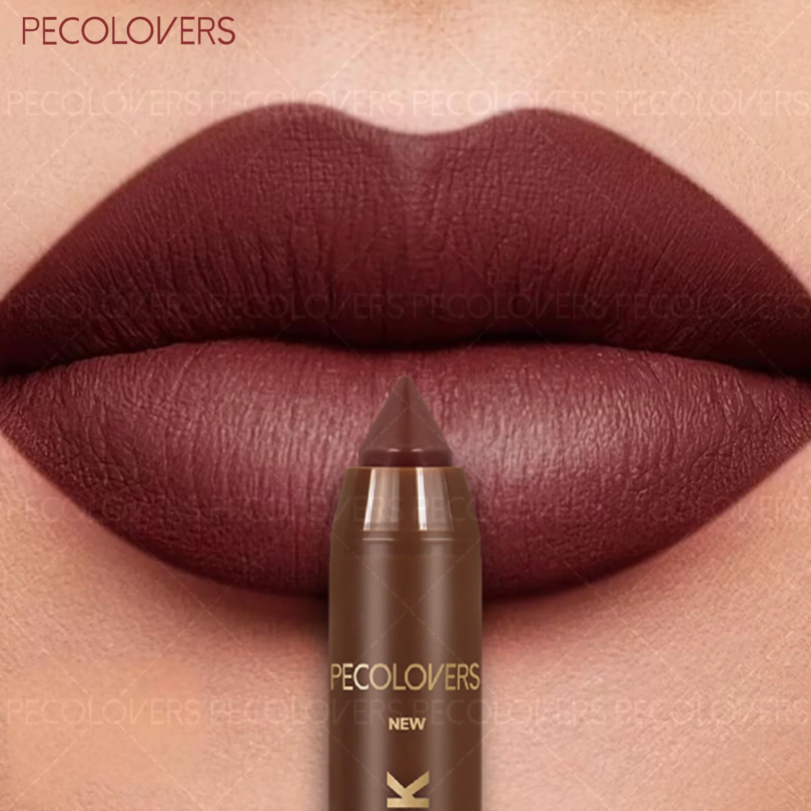 1 Pcs Perfect Brown Red Lip Liner & Lipstick Pen, Non-sticky Waterproof Long-lasting Precisely Depicting Lip Lines, for All Type