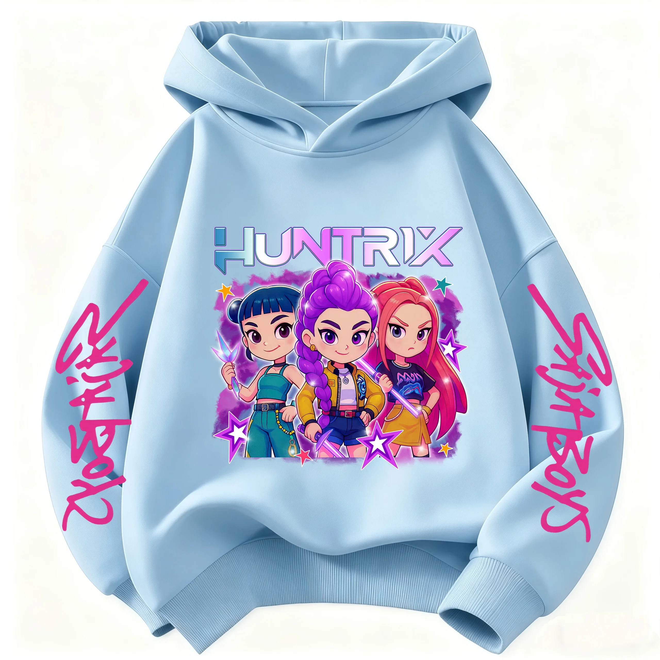 Hunter Rumi Derpy Cartoon Hoodie for Boys and Girls Girls Sky Blue Sweatshirt Warm Thick, Fashionable Casual Top Kids Clotihing